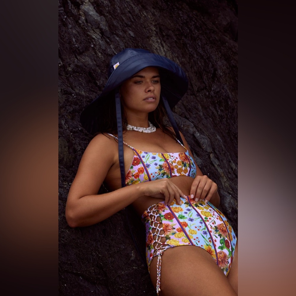 Aqua Benita Patchwork Style Swimsuit, Top and Bottom Size L